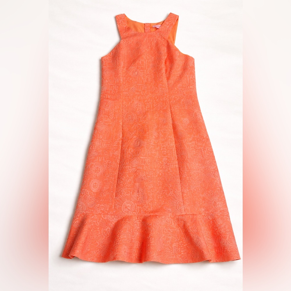 Lilly Pulitzer Coral Embossed Sleeveless Midi Dress